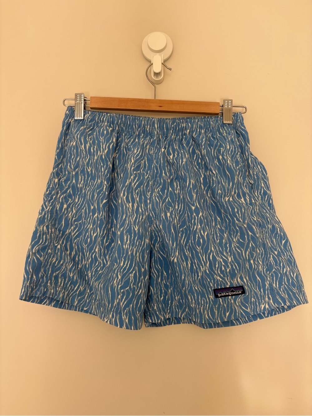 Patagonia Blue and White Wave Shorts